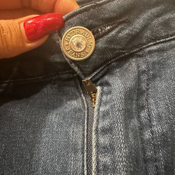 Nolita Hydraulic mid rise blue denim Jeans with Splatter size 24W Y2K - Picture 9 of 10